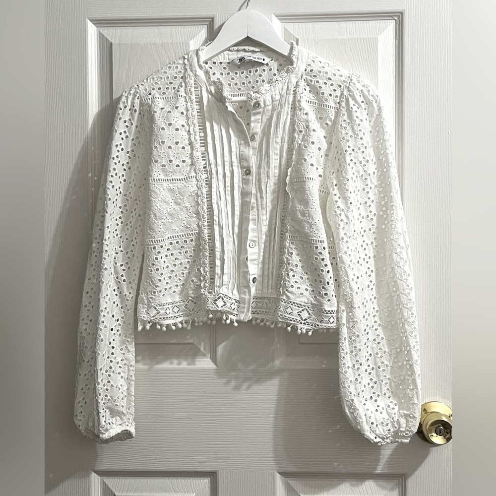 ZARA Openwork Embroidery Shirt
